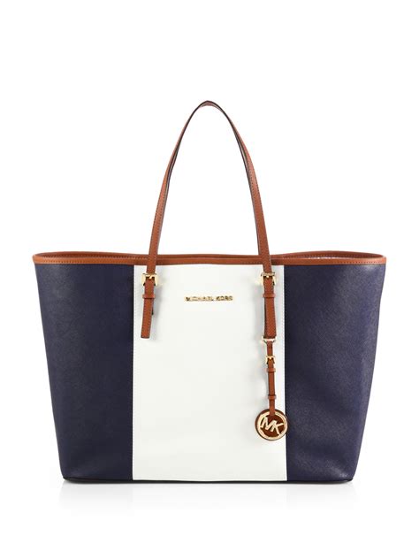 michael kors blue striped tote|Michael Kors blue handbags clearance.